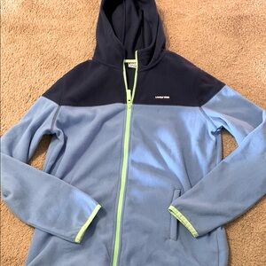 Lands’ Endd Fleece Hooded Jacket Boy’s CXL 18 20 Full Zip Blue Navy